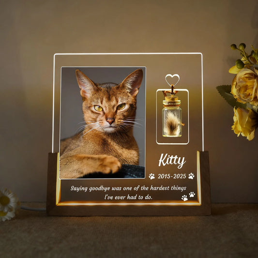 Personalized Pet Memorial Night Light with Custom Photo, LED Plaque Keepsake for Deceased Dogs & Cats