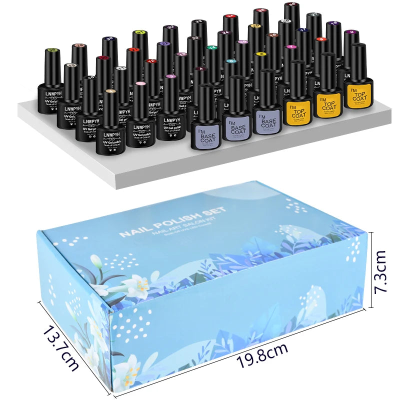 42PCS Gel Nail Polish Kit, UV LED Semi-Permanent Hybrid Varnish Set with Base & Top Coat for Manicure & Nail Art - Bond Well Supplies