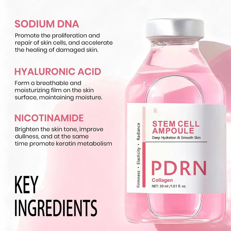 Stem Cell PDRN Ampoule Serum, Collagen Facial Essence for Hydration, Smoother-Looking Skin & Radiance - Bond Well Supplies
