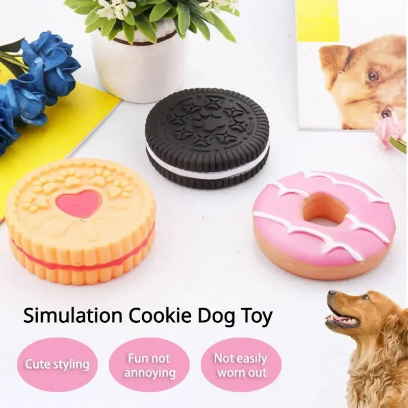 Interactive Latex Dog Chew Toy, Biscuit Cake Shape for Teeth Cleaning & Training - Bond Well Supplies