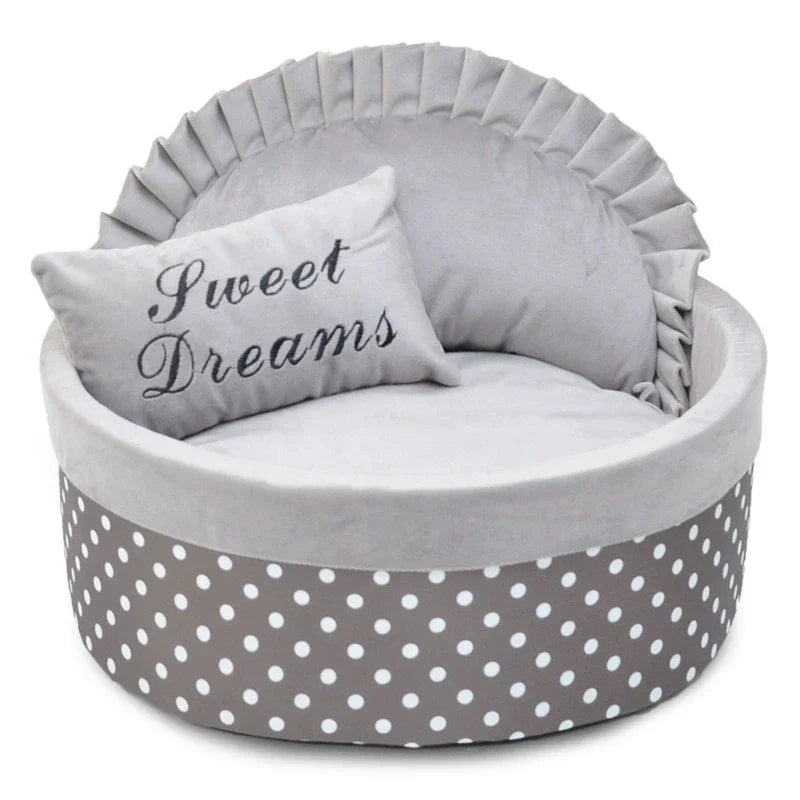 Elegant Pink Lace Pet Sofa, Detachable Oval Bed for Large Dogs & Cats, Princess Design - Bond Well Supplies