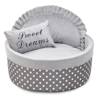 Elegant Pink Lace Pet Sofa, Detachable Oval Bed for Large Dogs & Cats, Princess Design - Bond Well Supplies