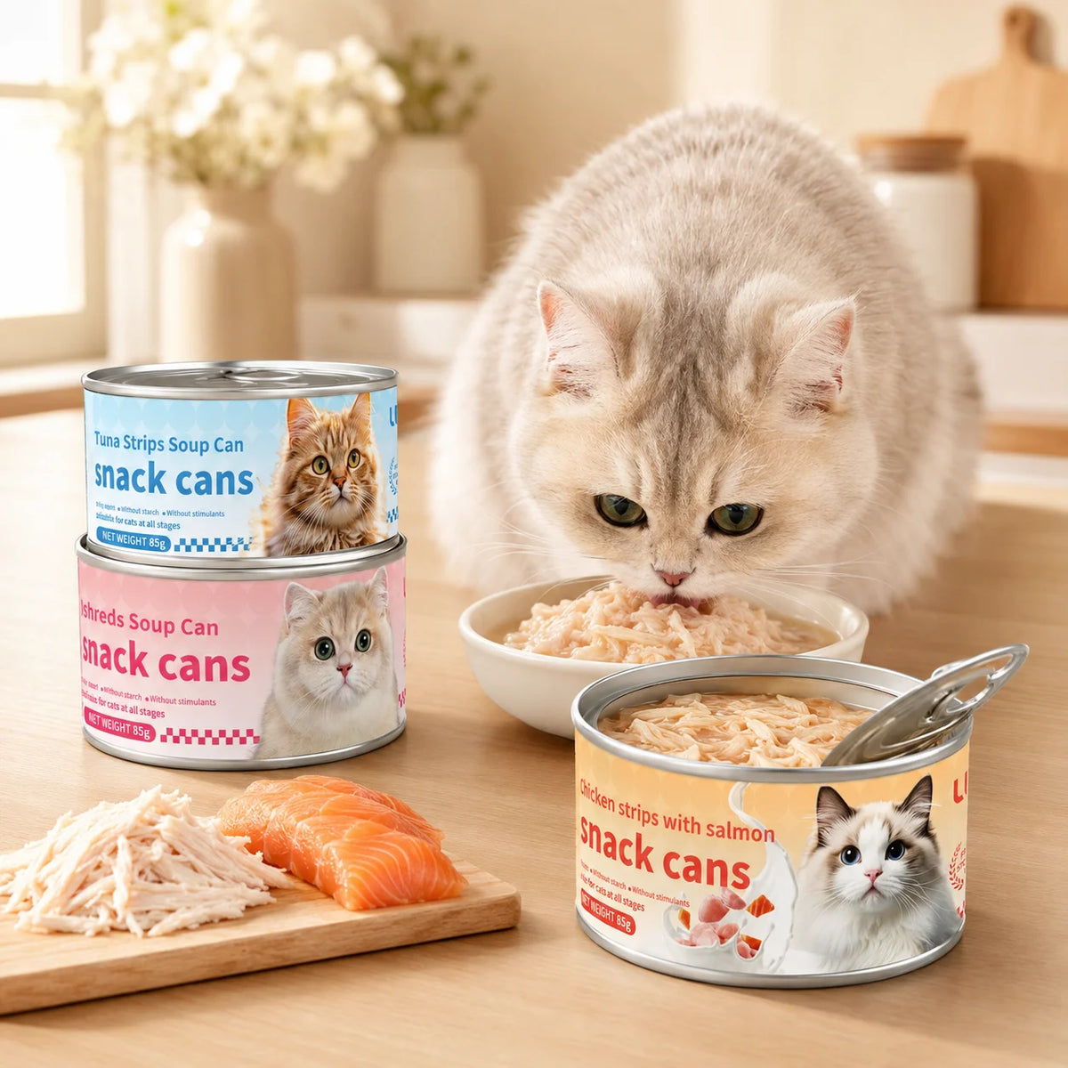 Wet Cat Food 85g Cans, Hydrating Cat Soup Snacks for Kittens, Adult Cats & Daily Feeding - Bond Well Supplies