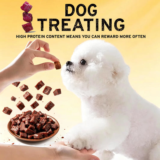 Premium Beef Jerky Treats for Dogs, Bite-Sized High-Protein Snacks and Meal Topper, Cat Friendly