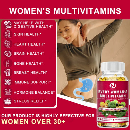 Multivitamin for Women Capsules for Hormone Balance, Skin, Heart, Brain, Bone and Immune Support