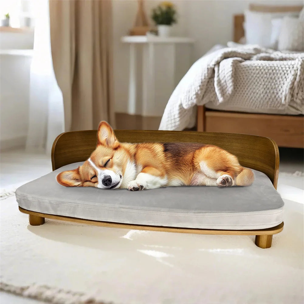 Wooden Pet Couch Bed, Elevated Small Dog Sofa with Comfortable Cushion for Puppies & Kitte - Bond Well Supplies