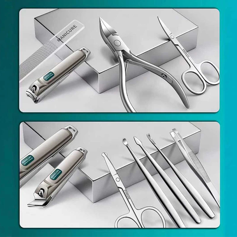 Anti-Splash Nail Clipper Set, 9/11-Piece German-Style Stainless Steel Manicure Kit - Bond Well Supplies