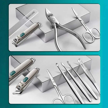 Anti-Splash Nail Clipper Set, 9/11-Piece German-Style Stainless Steel Manicure Kit - Bond Well Supplies