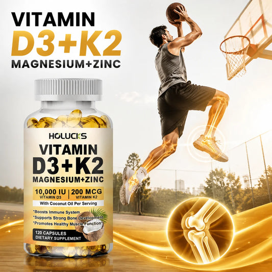 Vitamin D3 + K2 Supplement with Zinc & Magnesium, Bone Density, Teeth, Cardiovascular & Heart Wellness Support - Bond Well Supplies