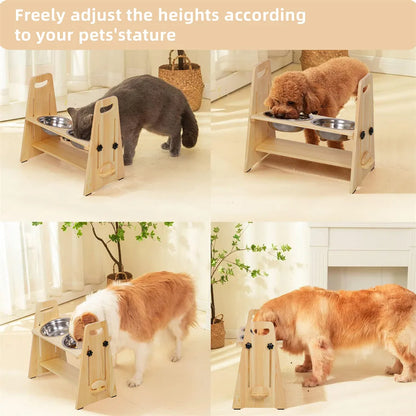 Adjustable Raised Dog Feeder Stand, Elevated Food & Water Bowl Station for Small, Medium & Large Dogs - Bond Well Supplies