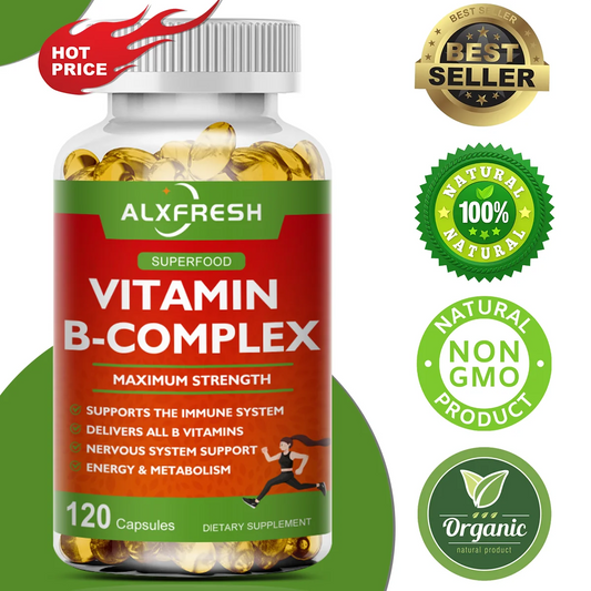 Vitamin B Complex Capsules with B12, B1, B2, B3, B5, B6, Folic Acid & Biotin, Immune & Daily Wellness Support - Bond Well Supplies