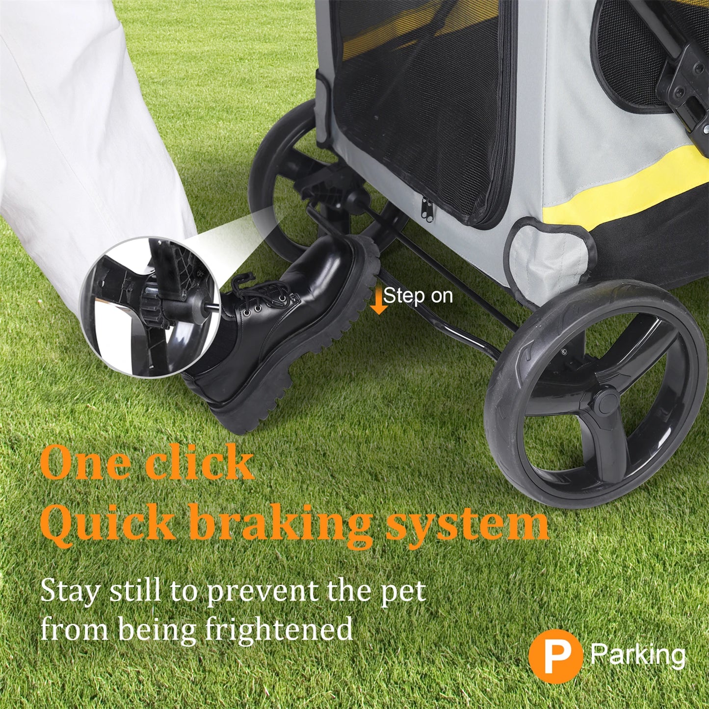 Foldable Dog Stroller for Small to Large Dogs, 4-Wheel Pet Jogging Carriage with Breathable Visible Mesh