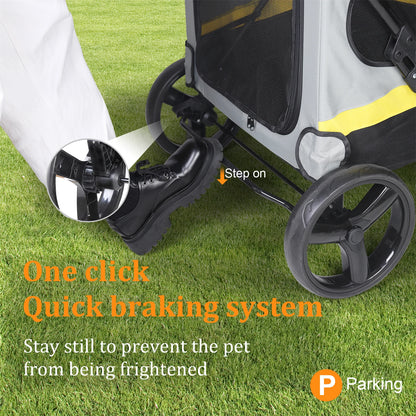 Foldable Dog Stroller for Small to Large Dogs, 4-Wheel Pet Jogging Carriage with Breathable Visible Mesh