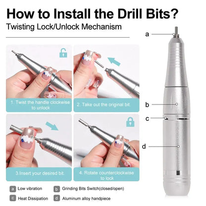 Professional 45,000 RPM Rechargeable Electric Nail Drill Machine