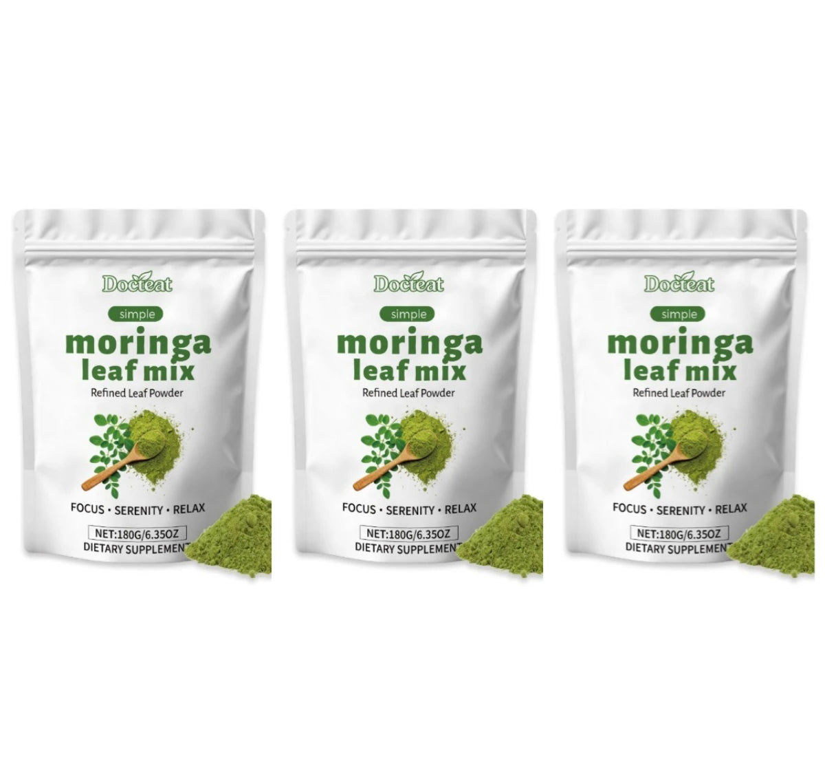 Organic Moringa Oleifera Leaf Powder 180g, Green Superfood with Vitamins A & C, Calcium & Iron - Bond Well Supplies