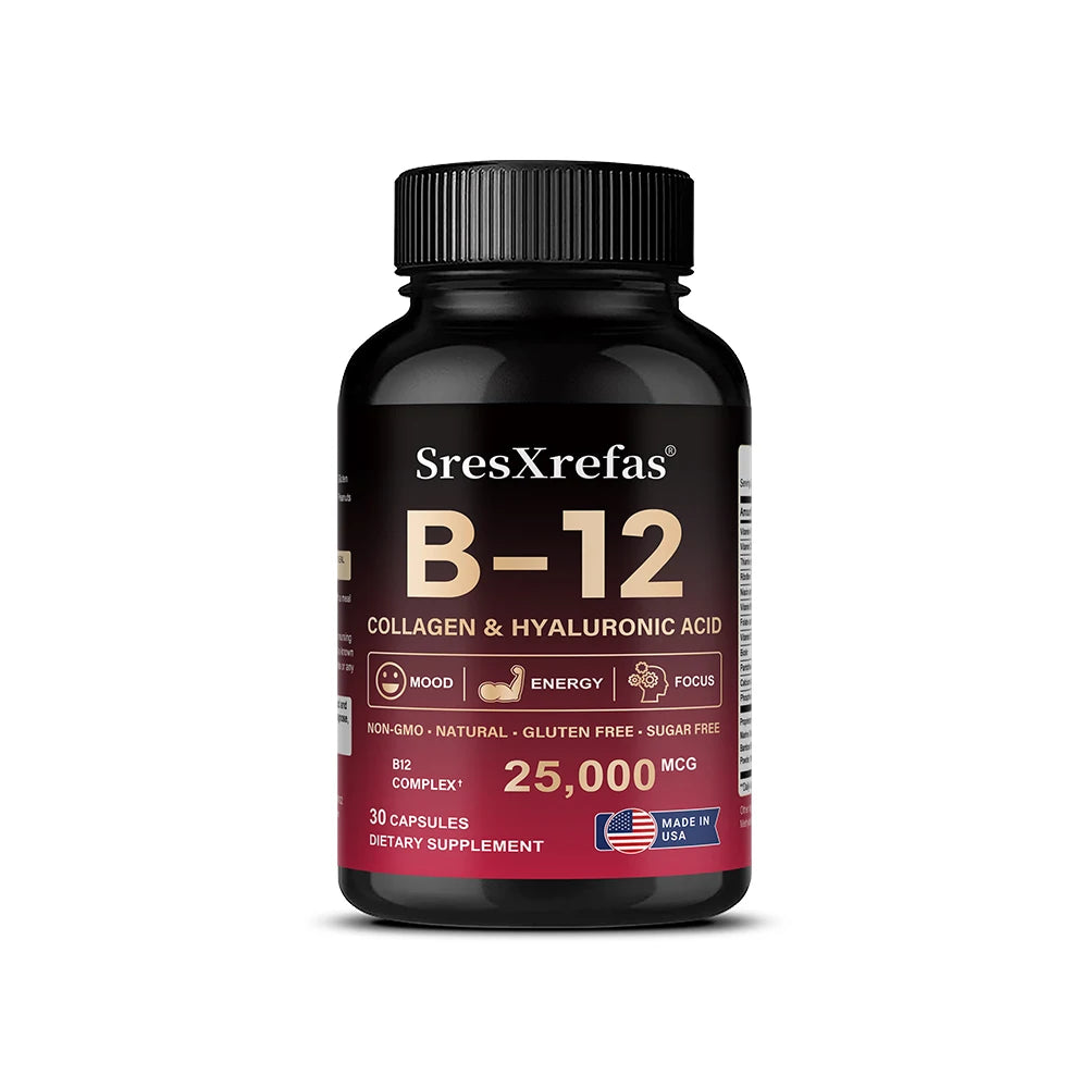 Vitamin B12 with Collagen & Hyaluronic Acid, Daily Energy, Nervous System & Overall Wellness Support SEO-Optimi - Bond Well Supplies