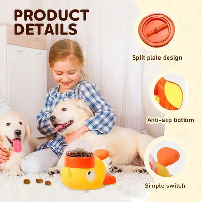 Dog Slow Feeder Bowl with Food Puzzle Toy, Duck-Shaped Interactive Treat Dispenser for Enrichment