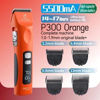 Fenice Professional Cordless Pet Hair Clipper, Rechargeable Low-Noise Grooming Trimmer & Shaver Kit