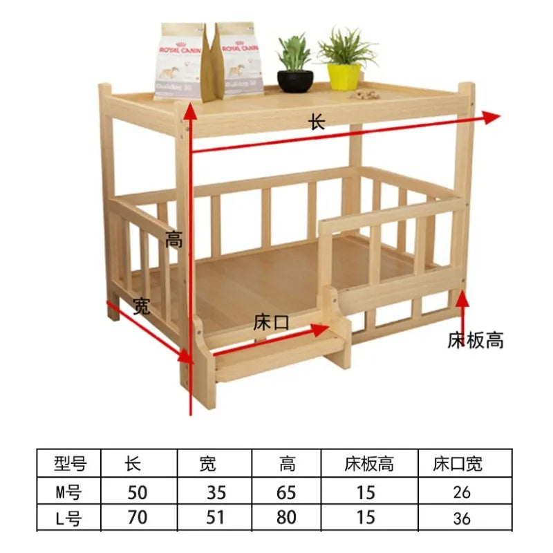 Wooden Pet Bed with Side Table, Stylish Sleeping & Resting Furniture for Medium & Large Dogs - Bond Well Supplies