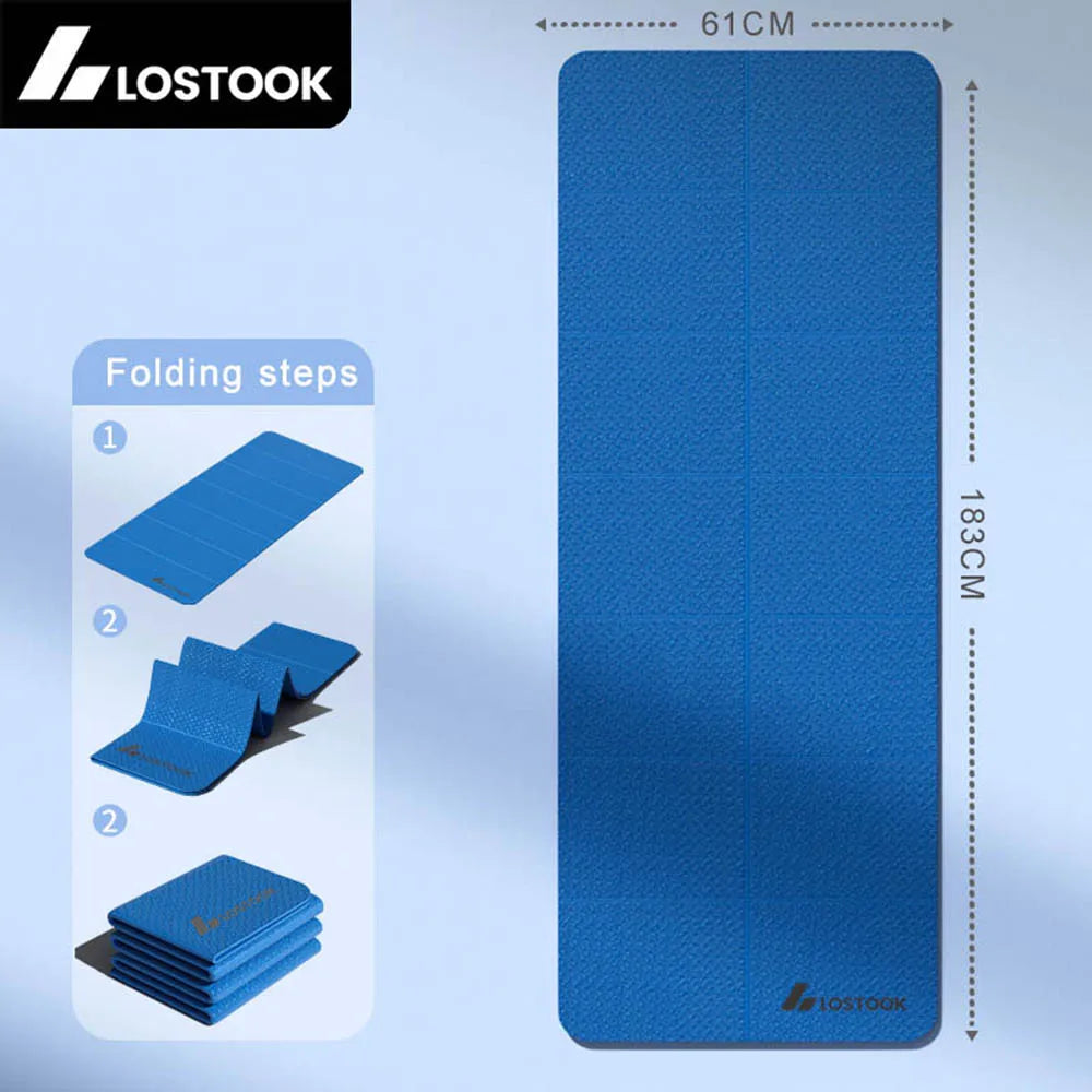 Foldable TPE Yoga Mat, 4mm Thick Portable Exercise Mat for Travel, Pilates, Fitness & Floor Exercises