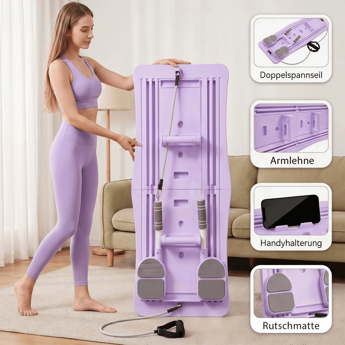 Multifunctional Pilates Exercise Board, Foldable Core & Full-Body Workout Trainer for Home Fitness