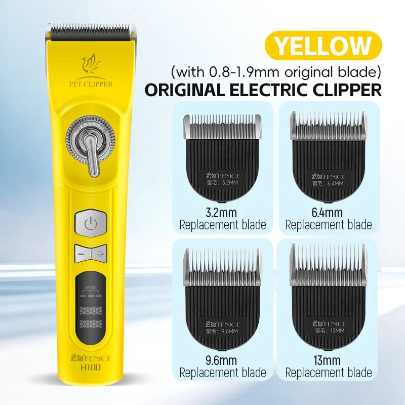 Fenice H100 Cordless Rechargeable Pet Hair Clipper, Low-Noise Dog & Cat Grooming Trimmer
