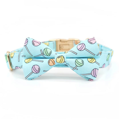 Personalized Dog Bowtie Collar, Lollipop-Inspired Design for Holiday Parties, Birthdays & Pet Gifts - Bond Well Supplies