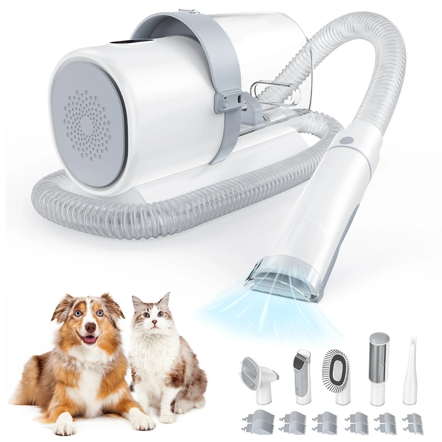 JHK 2.5L Professional Pet Grooming Vacuum Kit, 3 Suction Modes, 5 Grooming Tools & Cordless Low-Noise Dog Clippers for Dogs & Cats