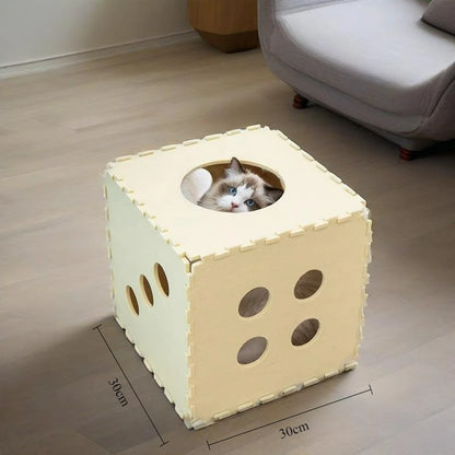 Wear-Resistant Felt Cat Bed, Cat House with Built-In Scratcher for Indoor Resting & Lounging - Bond Well Supplies