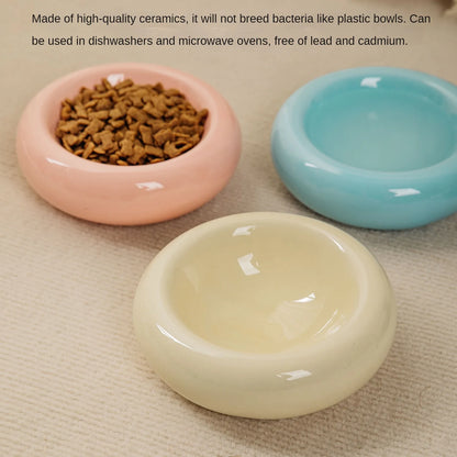 Anti-Tip Ceramic Cat Bowl, Donut-Shaped Food & Water Dish for Cute Home Pet Feeding - Bond Well Supplies
