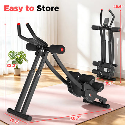 Relife Dual-Track Abdominal Trainer, Foldable Core Workout Machine with 5 Resistance Levels & LCD Display - Bond Well Supplies