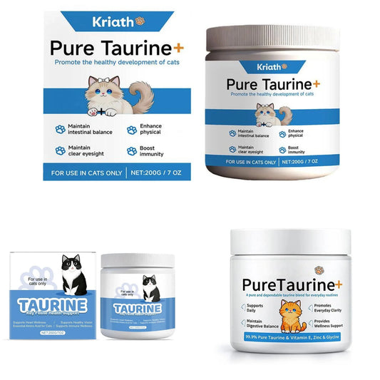 Cat Wellness Powder Supplement, 200g 99.9% Pure Taurine with Vitamin E & Zinc for Sensitive Pets SEO-Optim - Bond Well Supplies