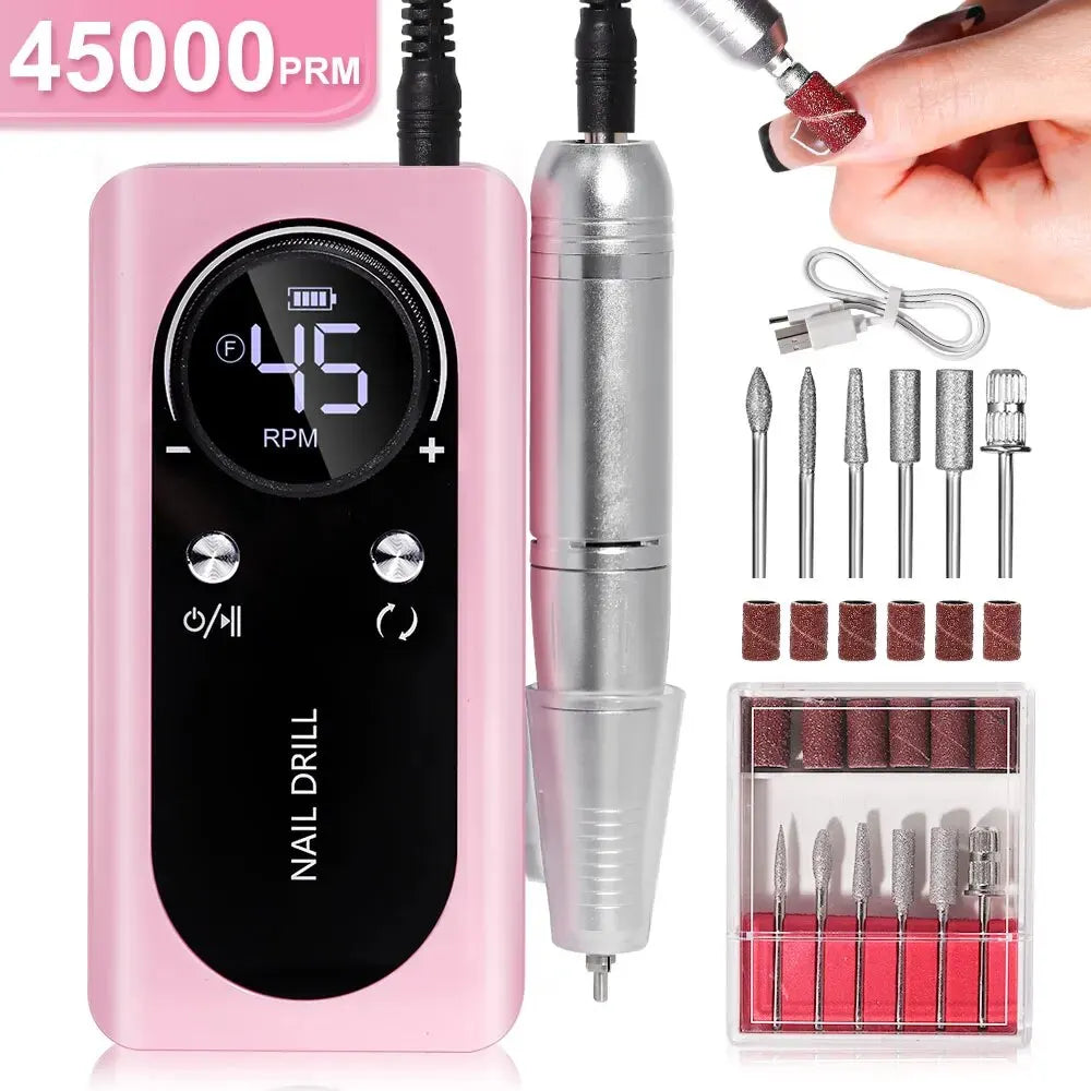 Professional 45,000 RPM Rechargeable Electric Nail Drill Machine