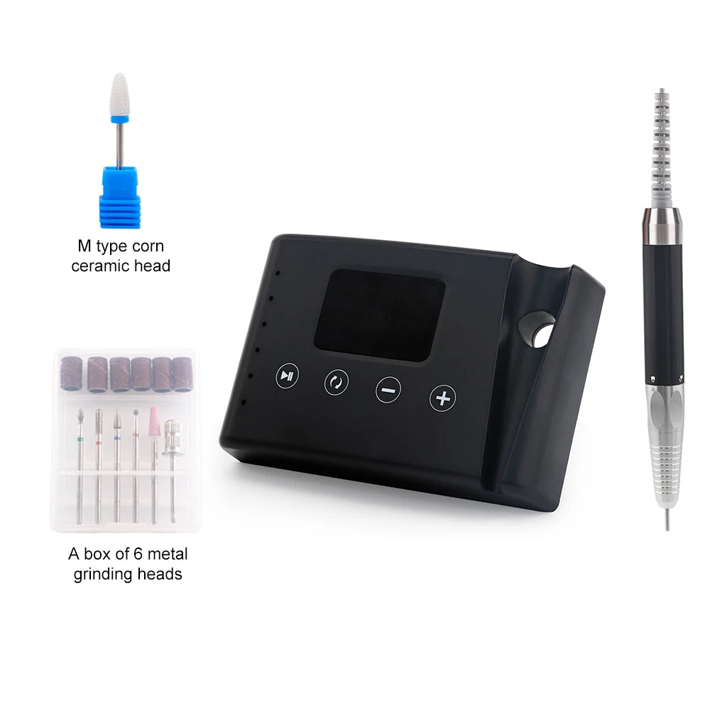 Brushless 35000RPM 2-in-1 Electric Nail Drill Machine, Portable 85W Desktop Manicure & Nail Polisher with Bit Set - Bond Well Supplies