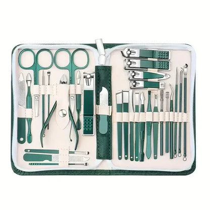 30-Piece Professional Stainless Steel Manicure and Pedicure Set with Travel Case