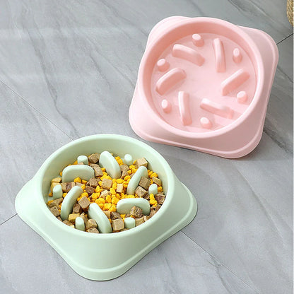 Plastic Non-Slip Pet Puppy Slow Feeder  Bowl for Healthy Eating Puppy or Cat Slow Feeder Bowl Anti-Choking