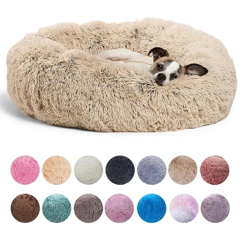 Super Soft Round Dog Bed, Warm Plush Pet House for Medium & Large Dogs, 6 Sizes