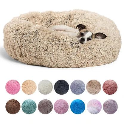 Super Soft Round Dog Bed, Warm Plush Pet House for Medium & Large Dogs, 6 Sizes