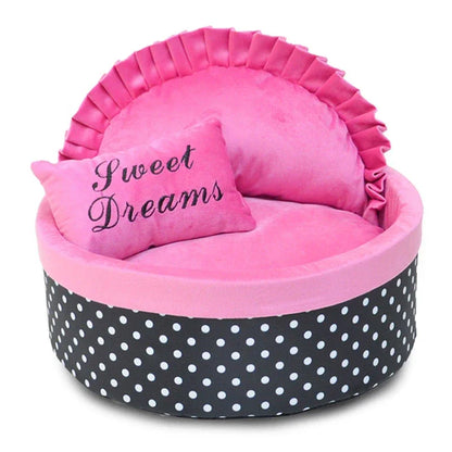 Elegant Pink Lace Pet Sofa, Detachable Oval Bed for Large Dogs & Cats, Princess Design - Bond Well Supplies