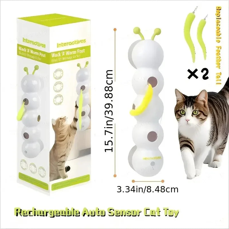 Interactive Automatic Cat Toy with Sensor, USB Rechargeable Exercise Toy for Indoor Cats, Boredom Relief & Entertainment