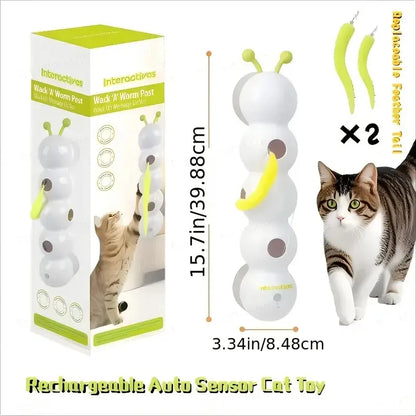 Interactive Automatic Cat Toy with Sensor, USB Rechargeable Exercise Toy for Indoor Cats, Boredom Relief & Entertainment