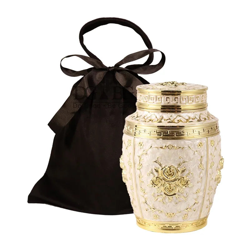 Metal Memorial Cremation Urn, Coffin Box Keepsake for Human, Pet & Small Animal Ashes