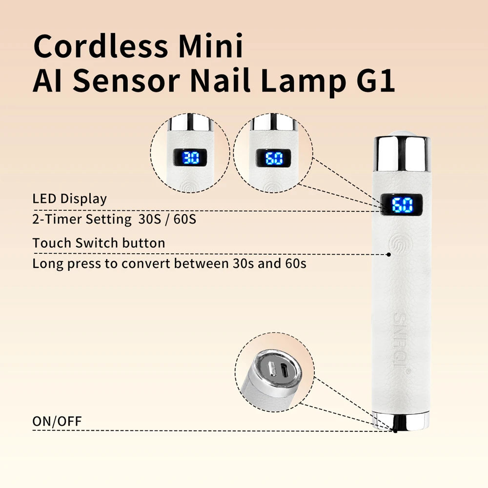 AI Sensor UV LED Nail Lamp, Rechargeable Cordless Gel Nail Dryer with Smart Auto Sensor