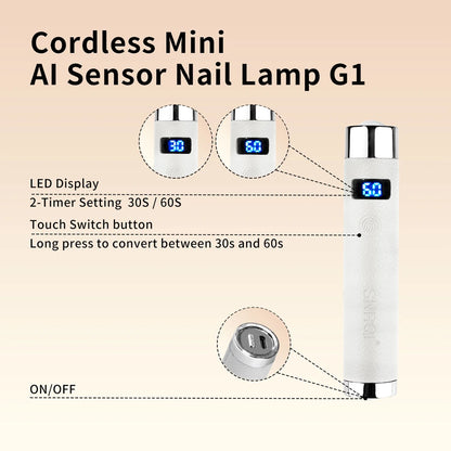 AI Sensor UV LED Nail Lamp, Rechargeable Cordless Gel Nail Dryer with Smart Auto Sensor