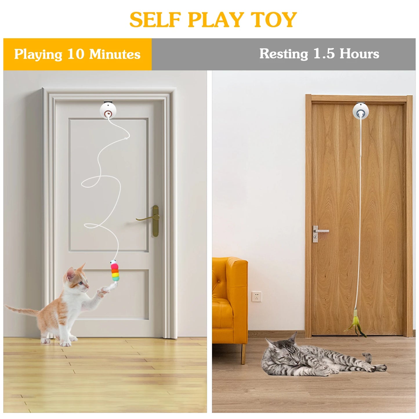 Interactive Hanging Cat Feather Toy, Automatic Electric Cat Toy for Indoor Cats