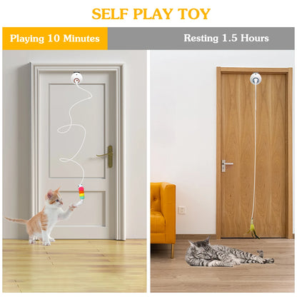 Interactive Hanging Cat Feather Toy, Automatic Electric Cat Toy for Indoor Cats