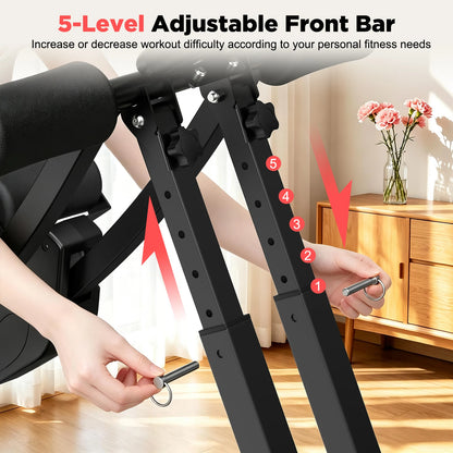 Relife Dual-Track Abdominal Trainer, Foldable Core Workout Machine with 5 Resistance Levels & LCD Display - Bond Well Supplies