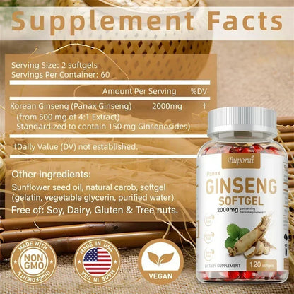 Extra Strength Red Ginseng Supplement for Men, Focus, Productivity and Stamina Support
