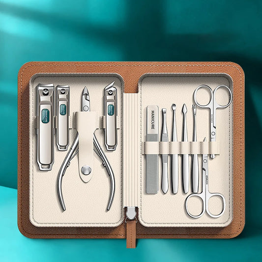 Anti-Splash Nail Clipper Set, 9/11-Piece German-Style Stainless Steel Manicure Kit - Bond Well Supplies