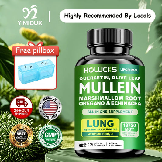 Premium Mullein Leaf Extract Capsules with Vitamin C, Lung, Airway & Respiratory Wellness Support - Bond Well Supplies